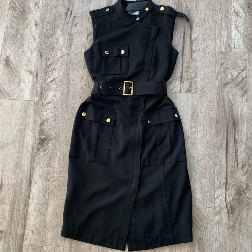 Calvin Klein Black with gold buttons  dress